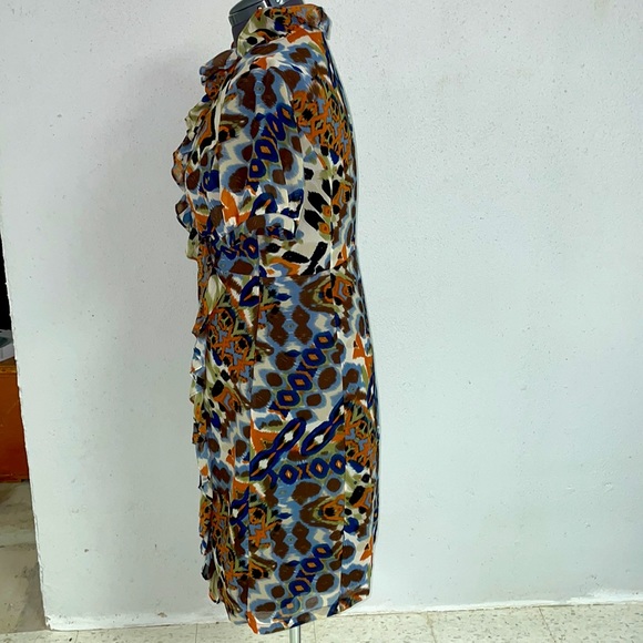 Fully Lined Mock Wrap-Front Chiffon Dress - Picture 2 of 13